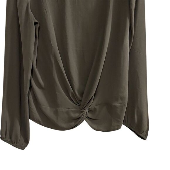 LOFT Women's Olive Green Twist Front Long Sleeve Blouse Size M - Picture 2 of 9